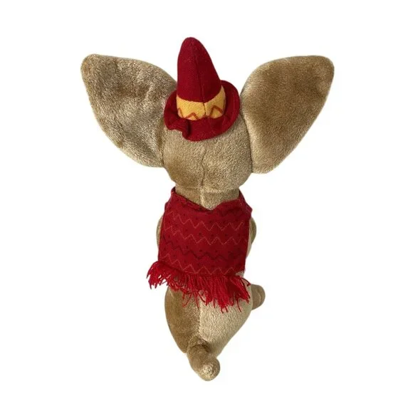 Vintage 1990s Chihuahua Mexican Plush Sombrero Poncho Snuggle Toy DGE Corp - Picture 4 of 9